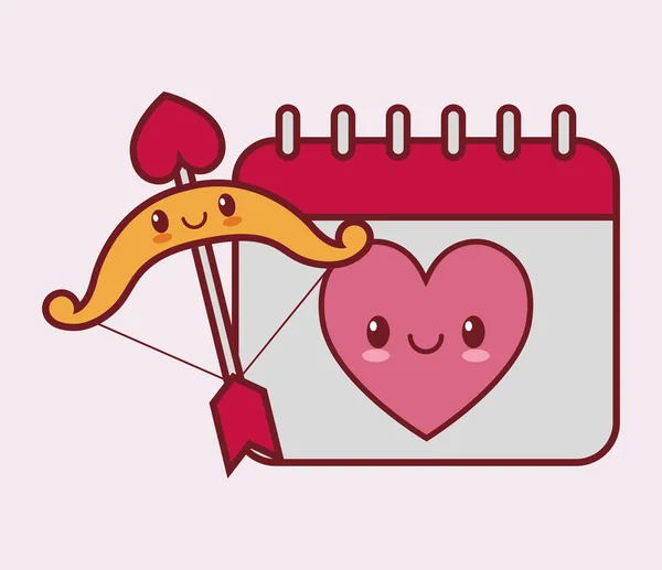 Walentynki-dzień związanych z obrazu ikony stylu kawaii — Wektor stockowy