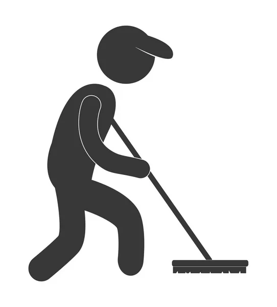 Serviço de limpeza imagem ícone pictograma trabalhador — Vetor de Stock