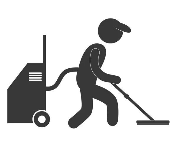 Rengöring service arbetstagare piktogram ikonbild — Stock vektor