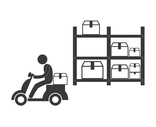 Gambar ikon piktogram terkait pengiriman paket dan logistik - Stok Vektor