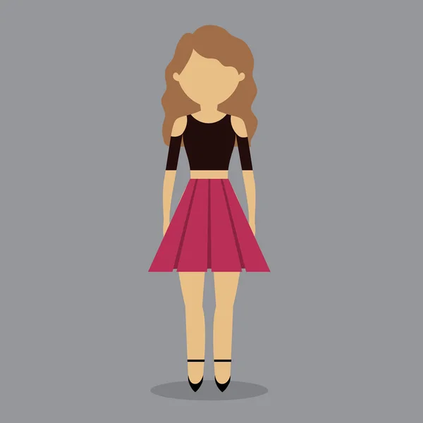 Joven imagen icono de la mujer de moda — Vector de stock