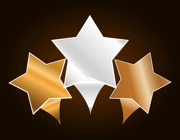 Symbolbild der drei metallischen Sterne — Stockvektor