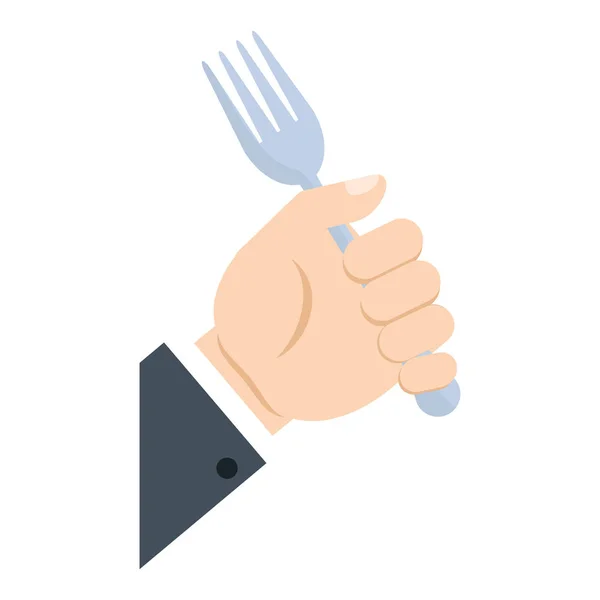 Hand nemen vork cook gebruiksvoorwerp — Stockvector