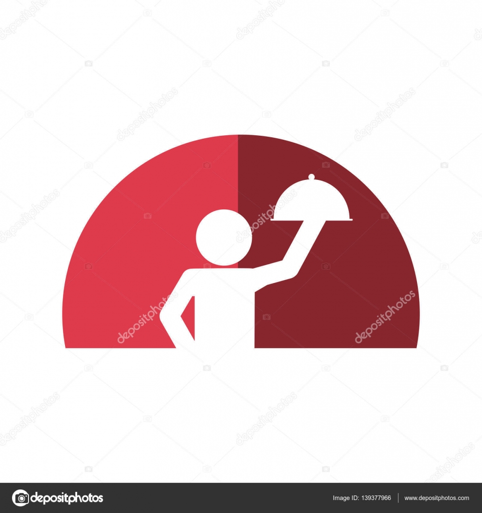 Silhouette Man Service Catering Tray Restaurant Shadow Stock