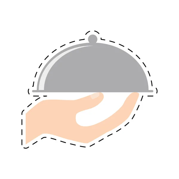 餐饮美食的手控股纸盒剪线 — 图库矢量图片
