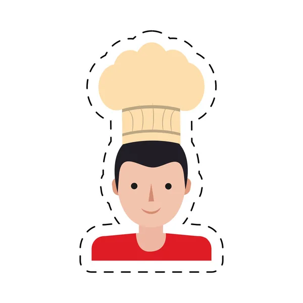 Entrega personagem homem chapéu chef restaurante linha de corte — Vetor de Stock