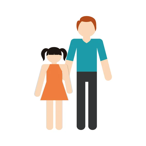 Aile baba ve kız birlikte — Stok Vektör