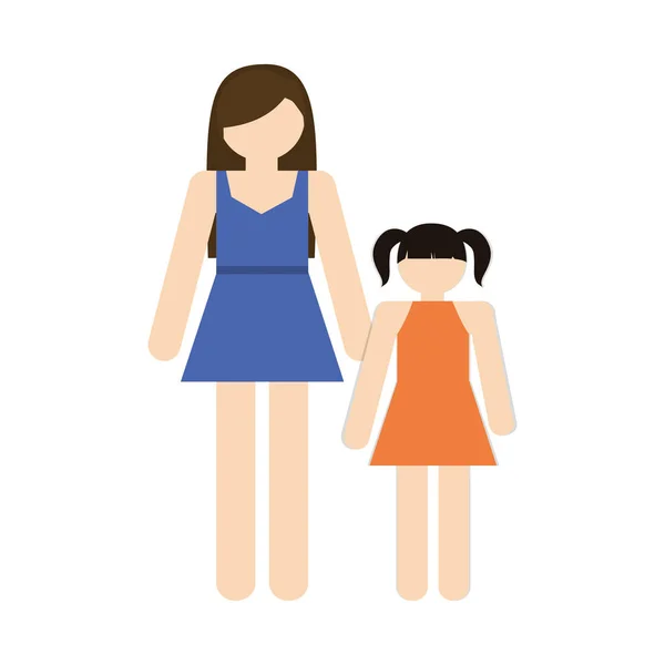 Familienmitglieder von Mutter und Tochter — Stockvektor