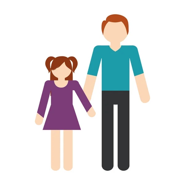 Aile baba ve kız ilişkisi eğlenceli — Stok Vektör