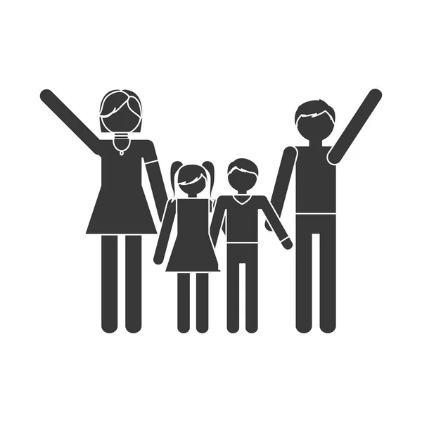 Silhouette family together members traditional — Stock Vector