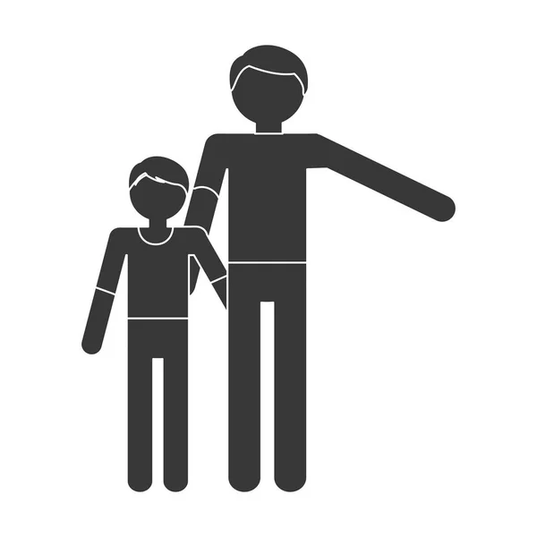 Silhouette family father child son togetherness — Stock Vector