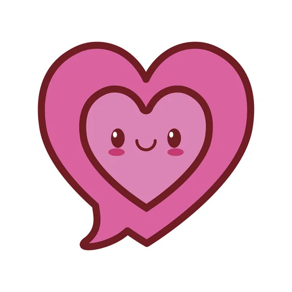 Kawaii amor burbuja discurso corazón valentín — Vector de stock