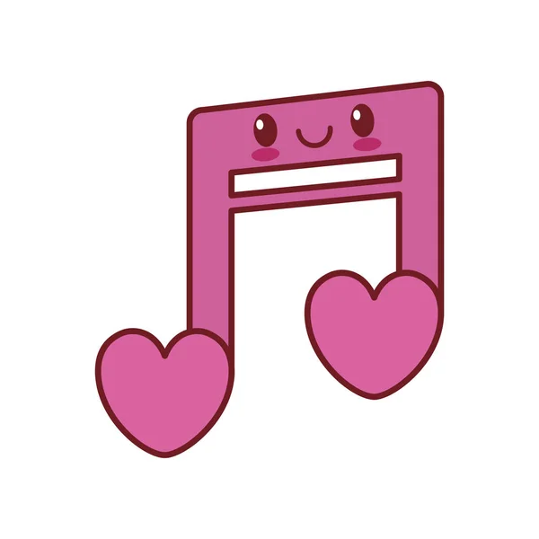 Kawaii elsker musikalsk valentine – stockvektor