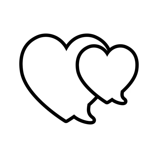 Love bubbles speech heart valentine outline — Stock Vector