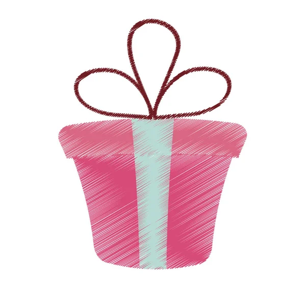 Dessin rose boîte cadeau cadeau ruban Saint-Valentin — Image vectorielle