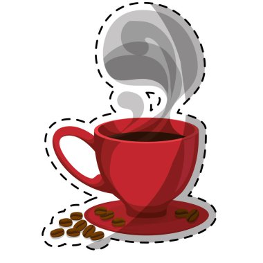 Kırmızı küçük kahve Kupası Buhar ve fincan tabağı ile