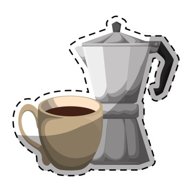 Renk moka pot kahve fincanı ile