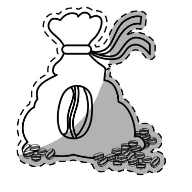 Kahve taneleri olan kahve torba rakam