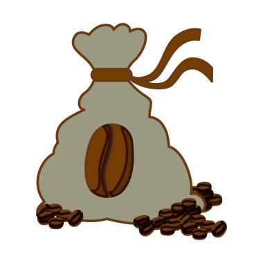 Kahve çuval kahve taneleri ile renk