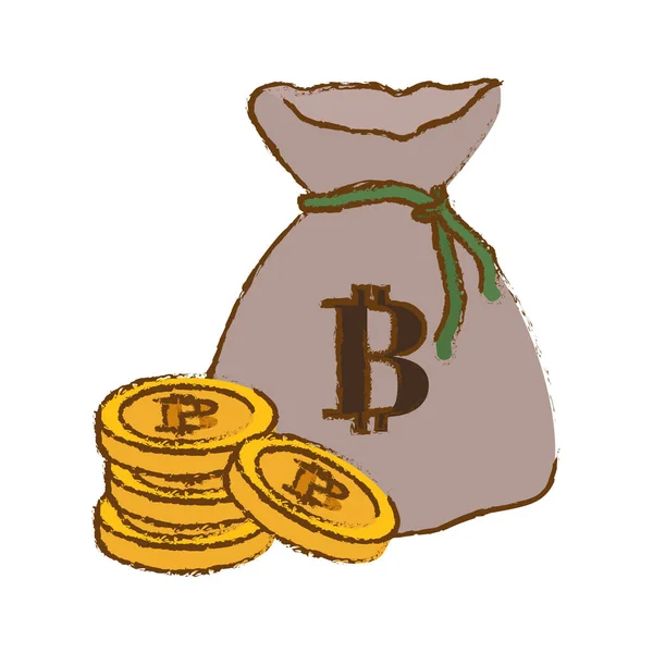 Botcoin цифровим готівковим символ в сумці — стоковий вектор