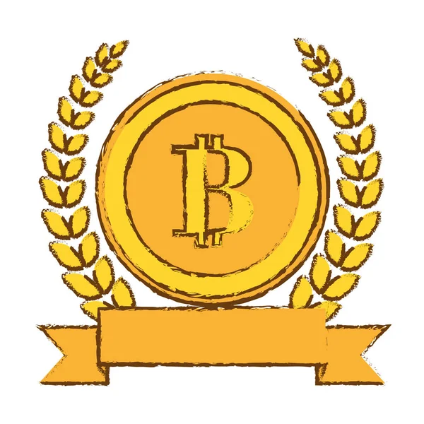 Icono de oro bitcoin símbolo digital — Vector de stock