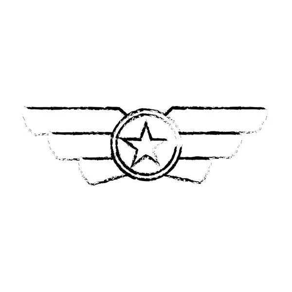 Silhouette emblema mostrando rango militare — Vettoriale Stock