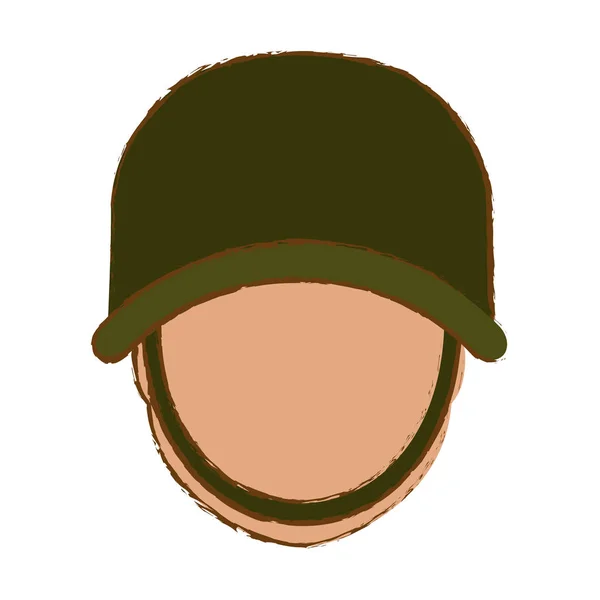 Militar con su imagen icono casco protector — Vector de stock