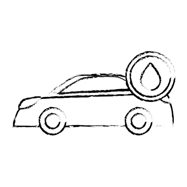 Contorno de coche con icono de aceite de gota — Vector de stock