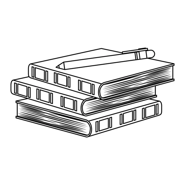 Figura três cadernos com uma imagem de caneta — Vetor de Stock