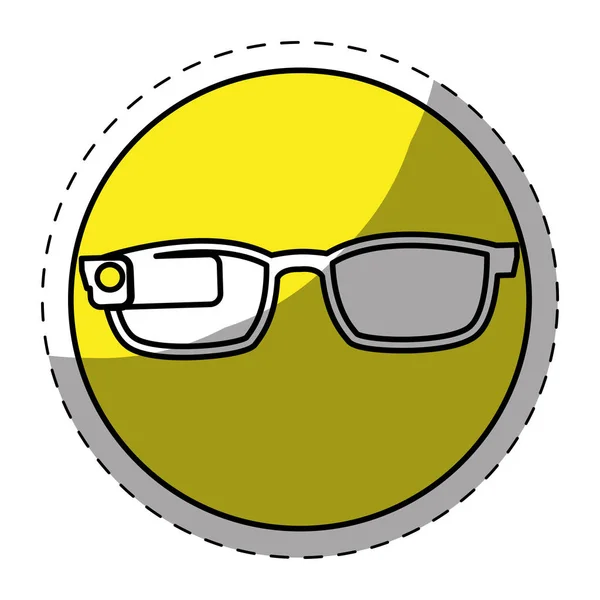 Ícone de sinal de botão óculos amarelos — Vetor de Stock