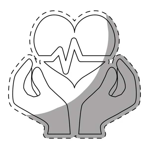 Cardiologie cardiaque blanche avec image mains — Image vectorielle