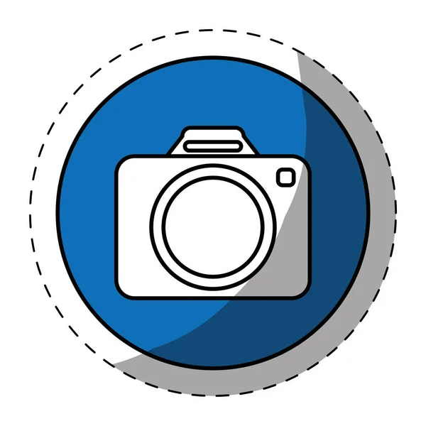 Blauwe symbool camara de afbeelding van de knop — Stockvector