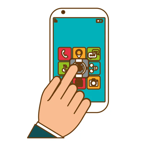 Színes smartphone-val választások-ban kép kézzel — Stock Vector