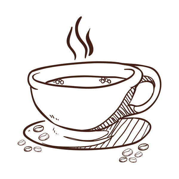 A gőz és csészealj fehér kávéscsésze — Stock Vector