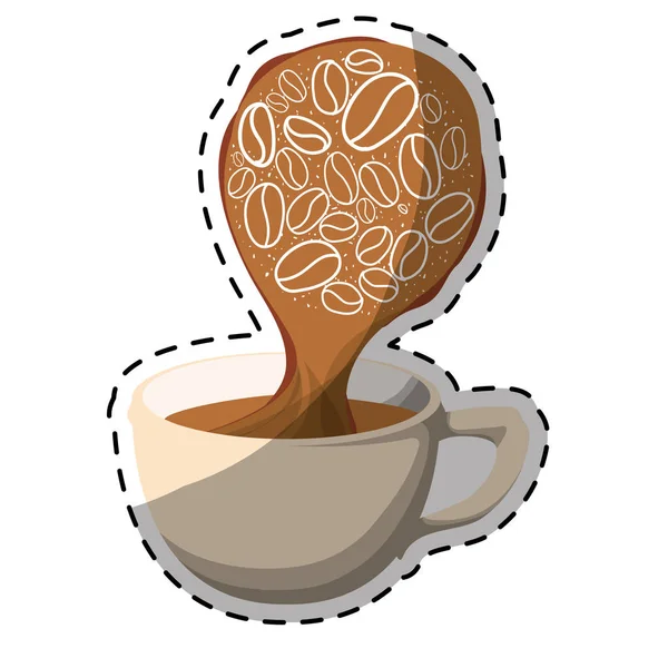 Tasse vapeur beige avec café grain — Image vectorielle