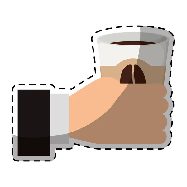 Farbe Kaffee cuppa in der Hand Symbol — Stockvektor