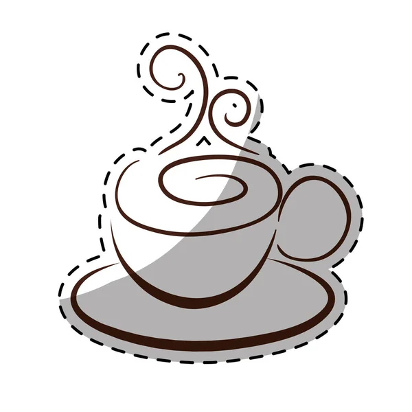 Postać małej kawy kubek z steam i spodek — Wektor stockowy
