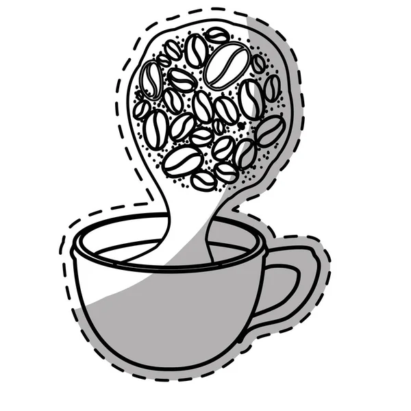Figure tasse vapeur avec café de grain — Image vectorielle