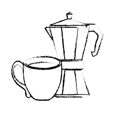 Kontur moka pot kahve fincanı ile