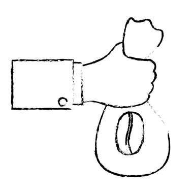 El simgesi yatakta kahve kontur