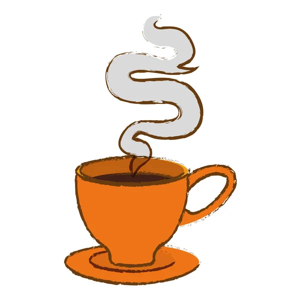 Color taza de café pequeña con diseño de vapor — Vector de stock
