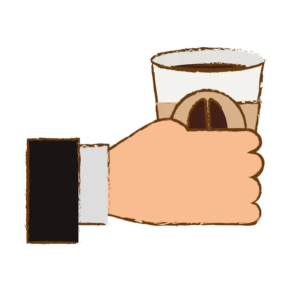 Цвет кофе чашка в руке значок — стоковый вектор