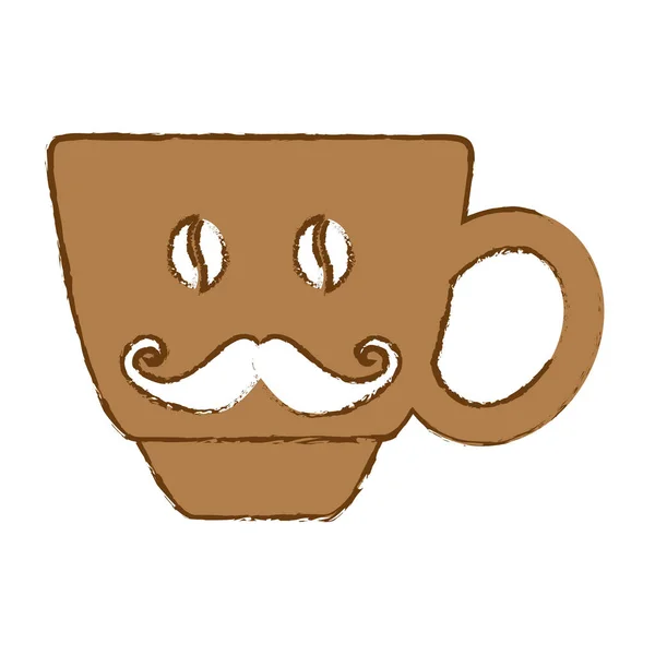 Color coffee cup with moustache icon — Stock Vector