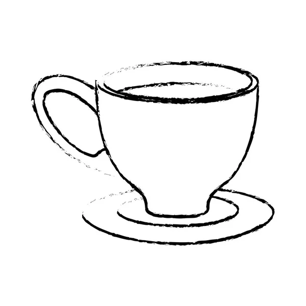 Kontur küçük kahve fincanı ve tabağı — Stok Vektör