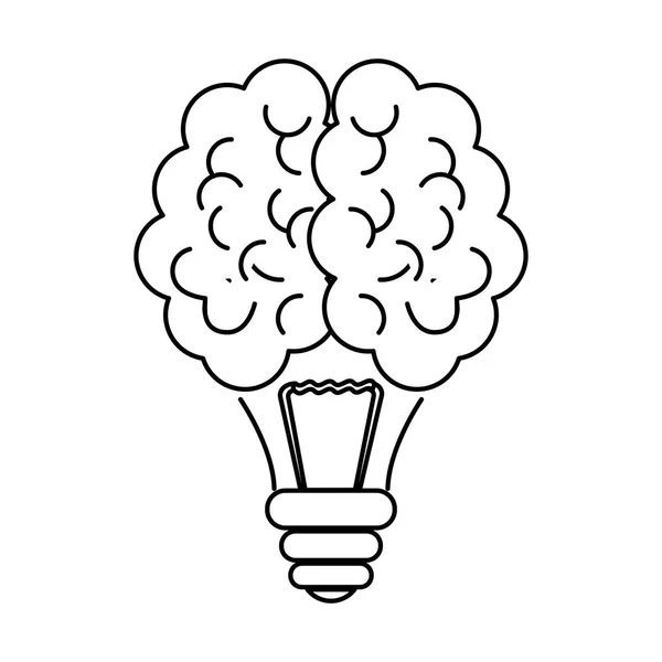 Silueta cerebro bombilla icono de diseño — Vector de stock