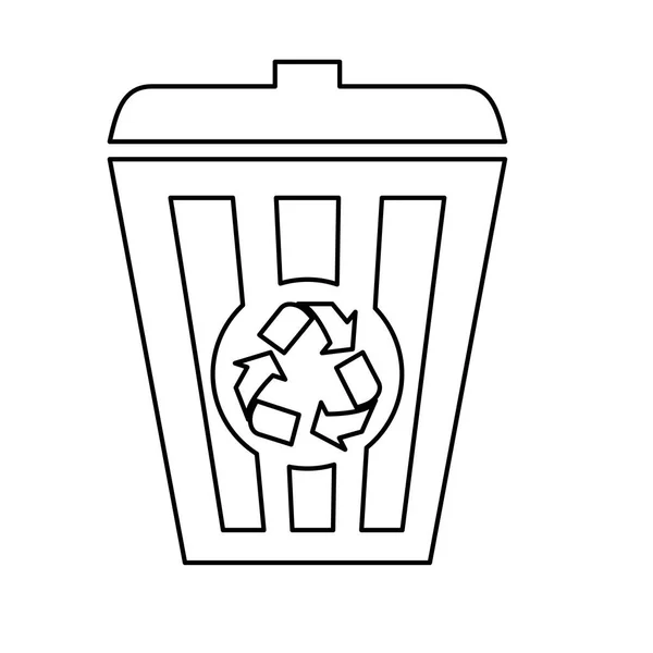 Design de imagem de cesta de reciclagem de contorno — Vetor de Stock