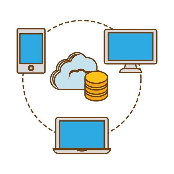 Imagen de iconos relacionados con alojamiento web o centro de datos — Archivo Imágenes Vectoriales