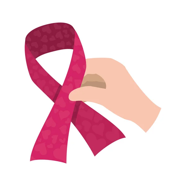 Fucsia ribbon breast cancer signal — Stock Vector