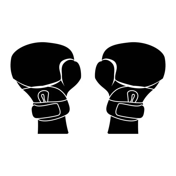Imagen icono guantes de boxeo negro — Vector de stock