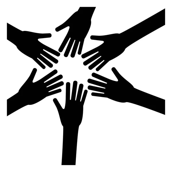 Black hands of women together icon image — Stock Vector